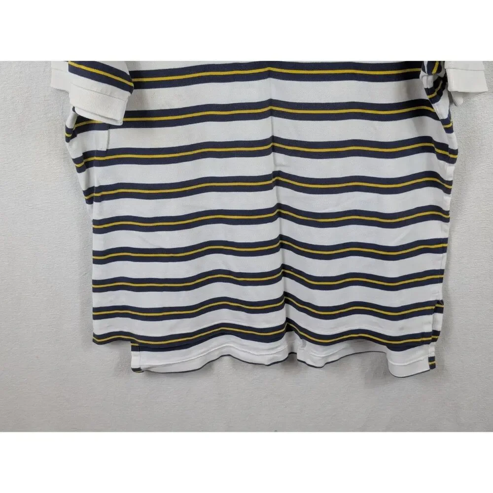 Polo Ralph Lauren Striped Polo Shirt White/Navy/Yellow Men's Size XL